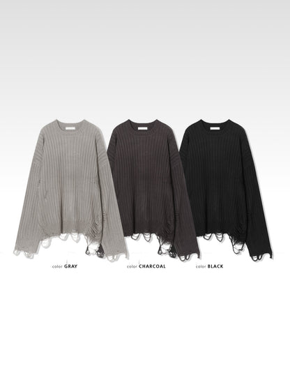 Ribbed Damage Knitwear
