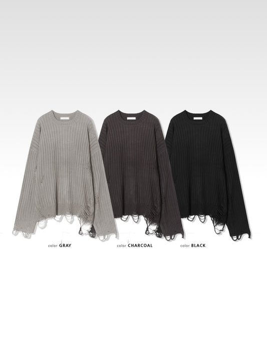 Ribbed Damage Knitwear
