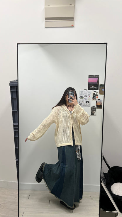 Two-ways Zipper Mesh Hoodie