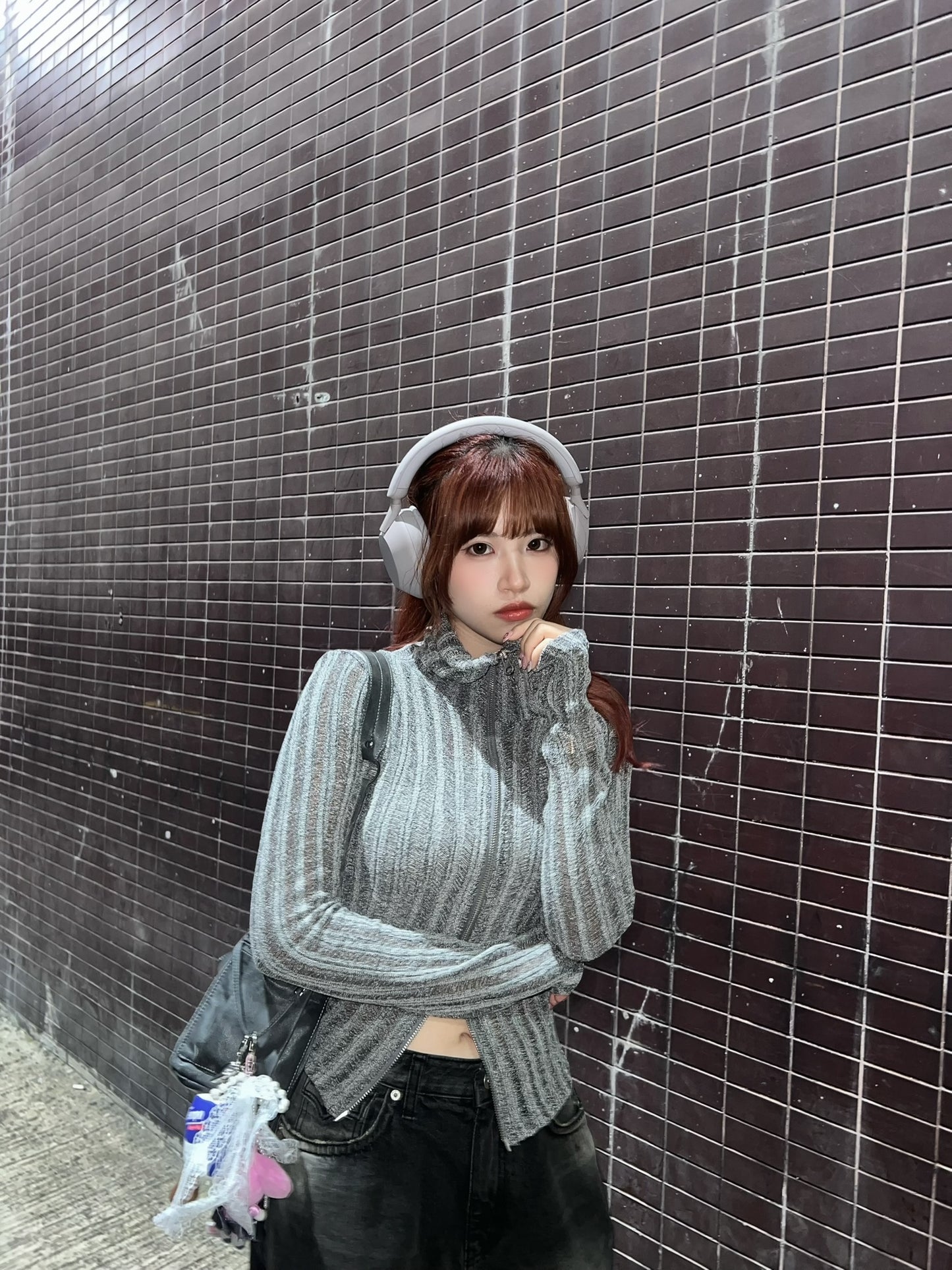 Snow Two-ways Zipper Crop Top