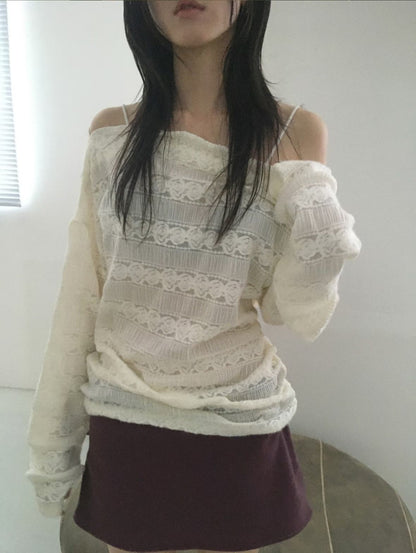 Brushing Off-shoulder Knit Top