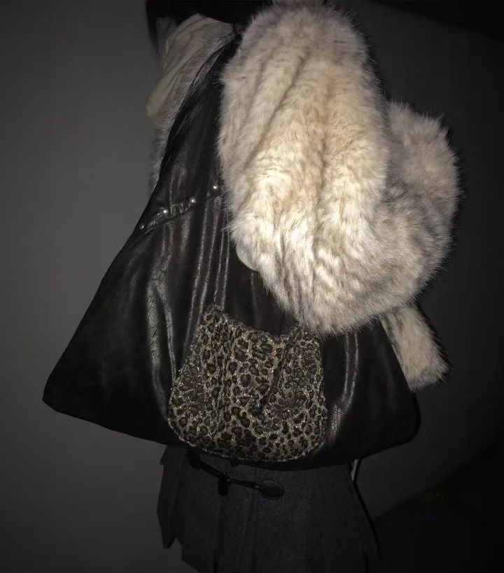 Leopard Leather Shoulder Bag
