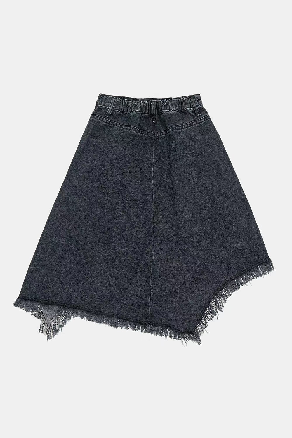 Irregular Tassel Denim Mid-skirt