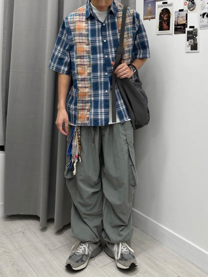 Patchwork Checked Half Shirt