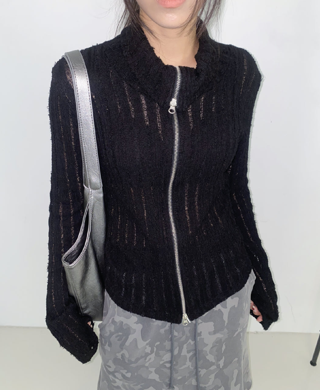 Snow Two-ways Zipper Crop Top