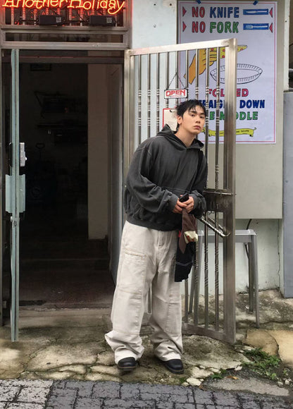 Dying Washed Short-cut Hoodie