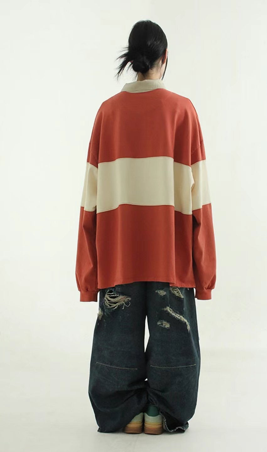 Back Distressed Wide Jeans