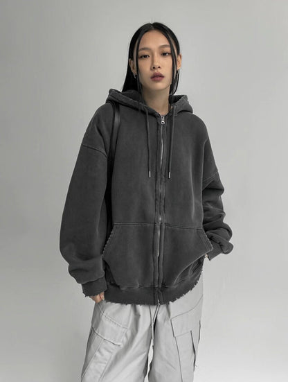 Vintage Dying Zip-Up Hoodie