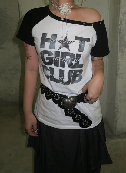 Off-shoulder Hot Girl Club Tee (預訂)