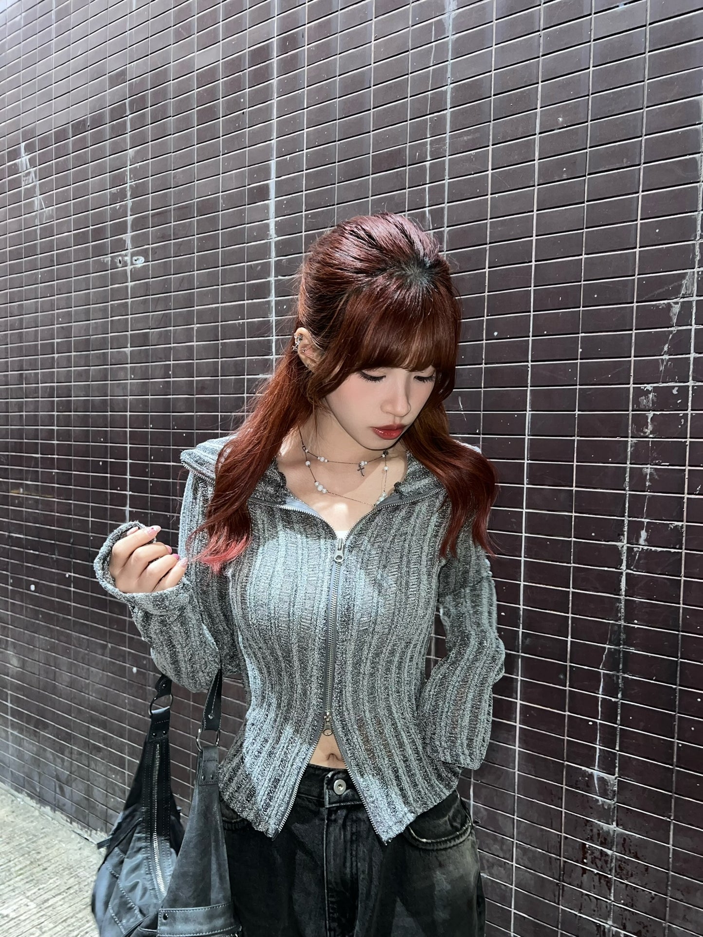 Snow Two-ways Zipper Crop Top