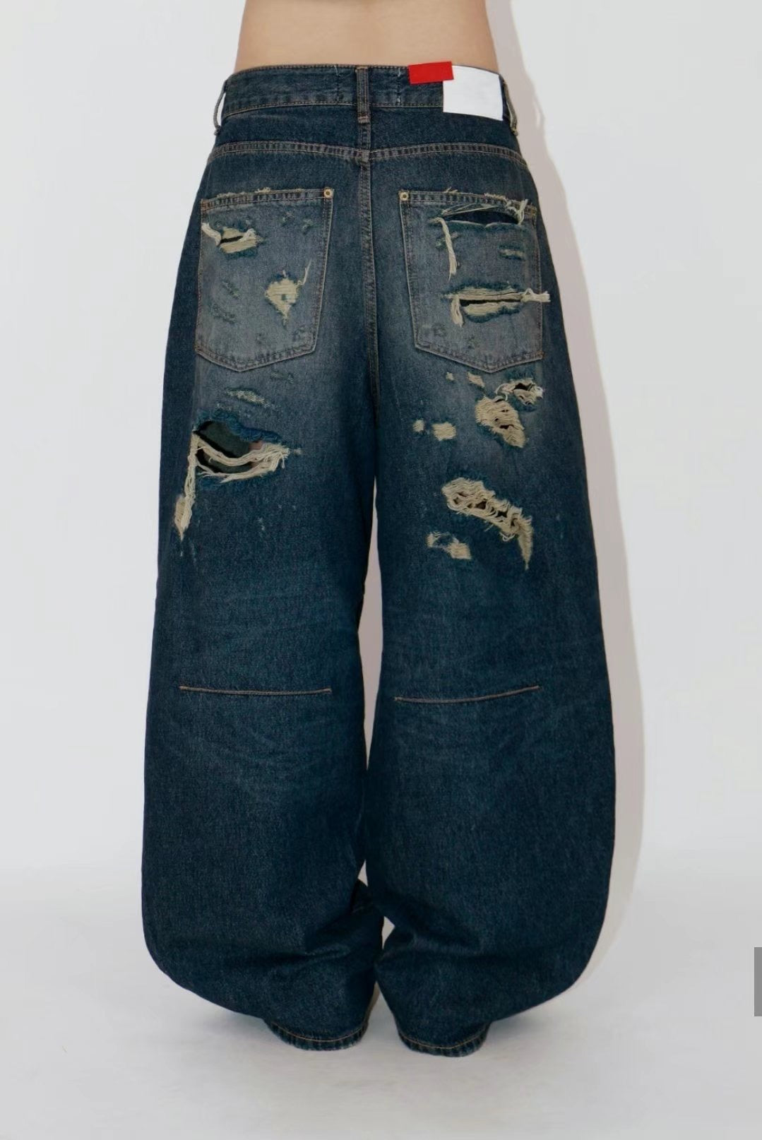 Back Distressed Wide Jeans