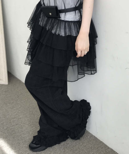 Ruffle Checkered Leisure Pants