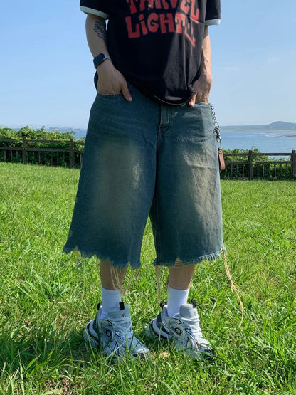 Washed Damage Hearts Jorts