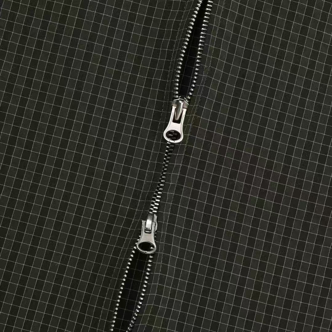 Two-ways Zipper Checkered Shirt