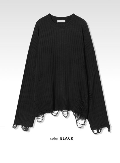 Ribbed Damage Knitwear