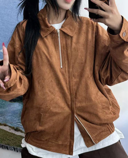 Suede Double Zipper Jacket