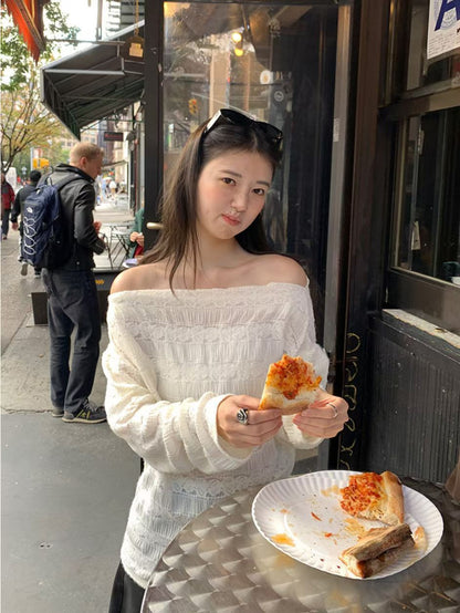 Brushing Off-shoulder Knit Top