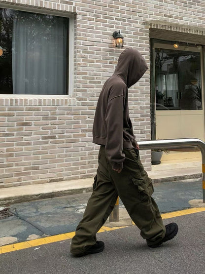 Dying Washed Short-cut Hoodie