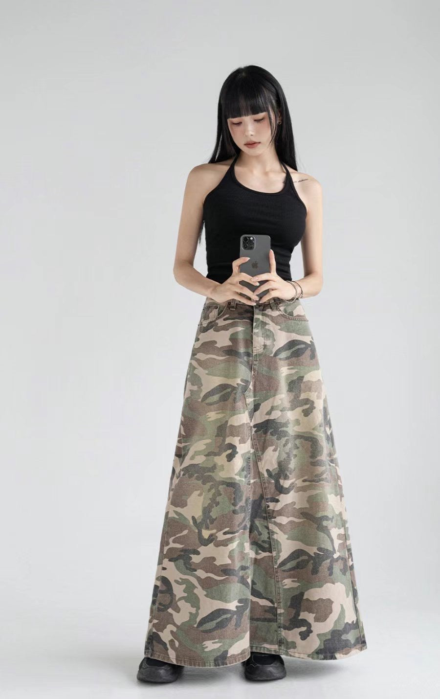 Camouflage Pattern A-line Skirt