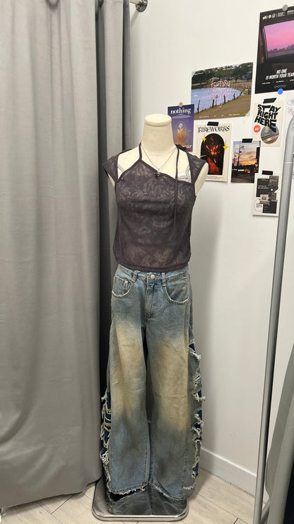 See-through Veiled Flower Top