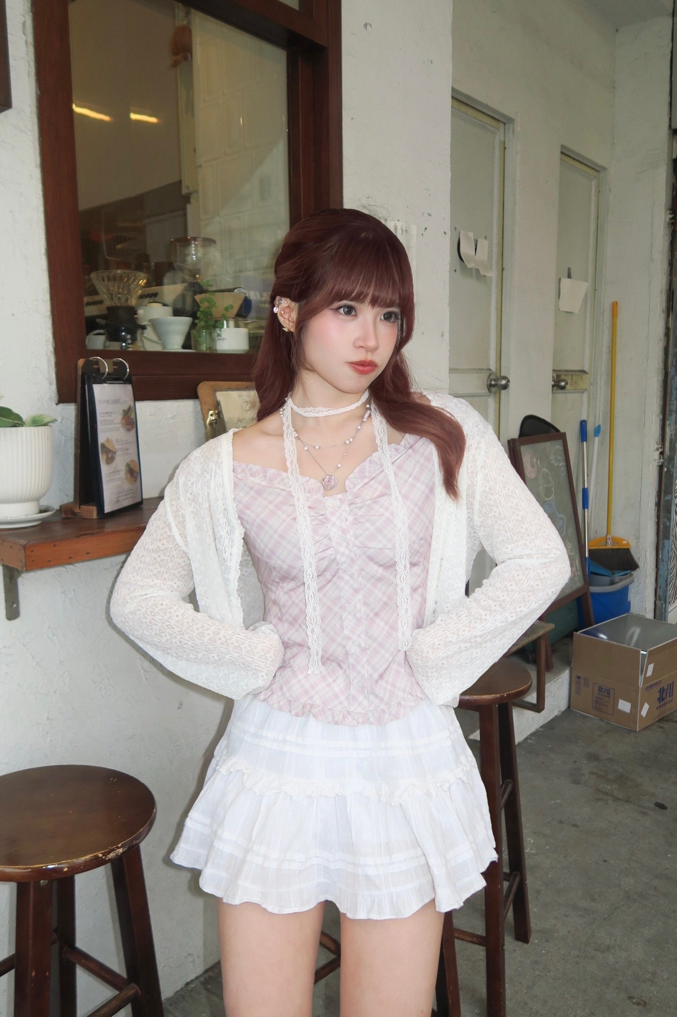 Checkered Ruffle Top