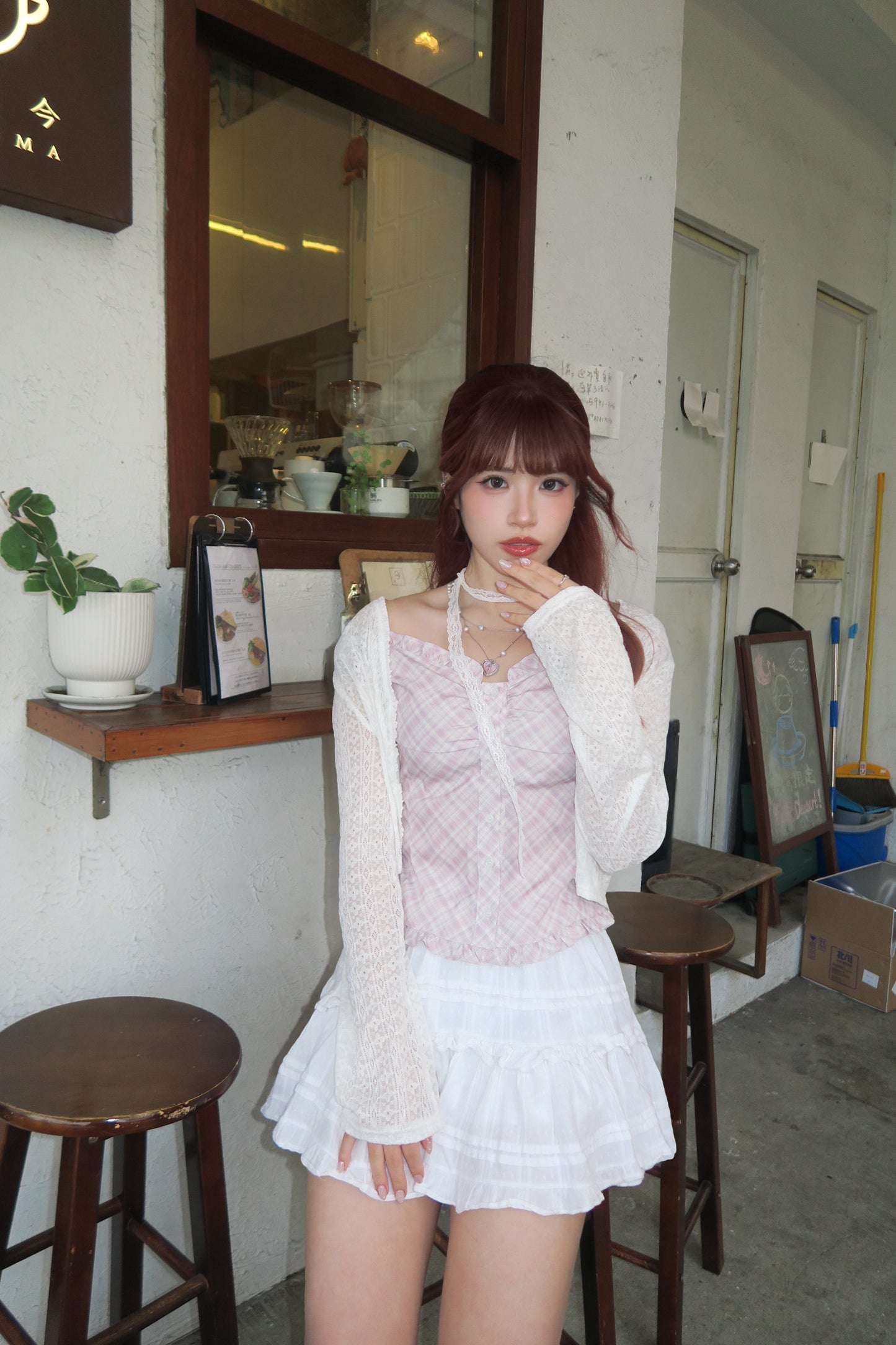 Checkered Ruffle Top