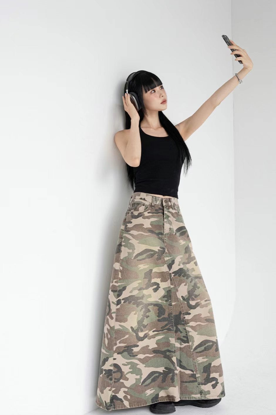 Camouflage Pattern A-line Skirt