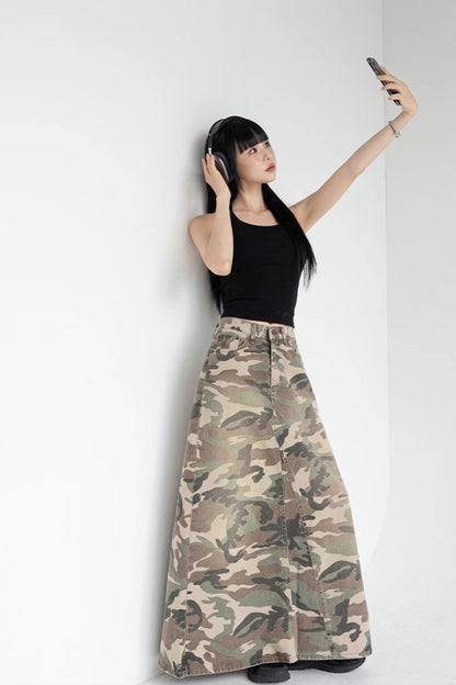 Camouflage Pattern A-line Skirt