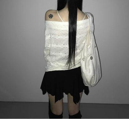 Brushing Off-shoulder Knit Top