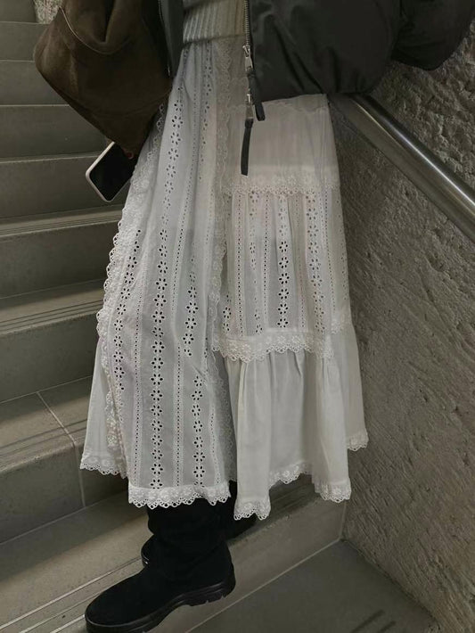 Lace Embroidered Long Skirt