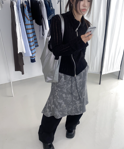 Snow Two-ways Zipper Crop Top