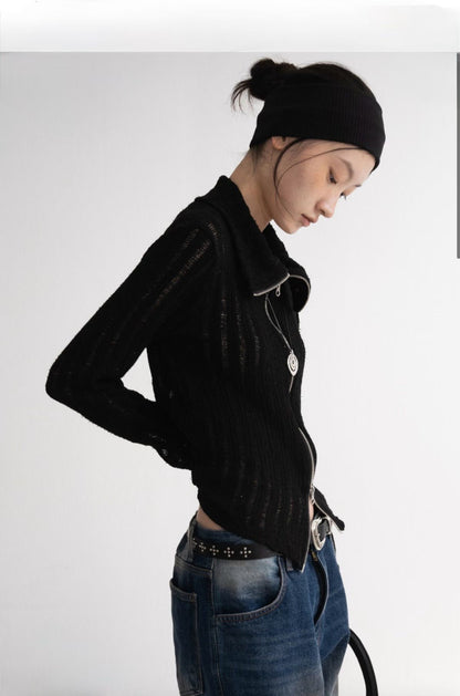 Snow Two-ways Zipper Crop Top