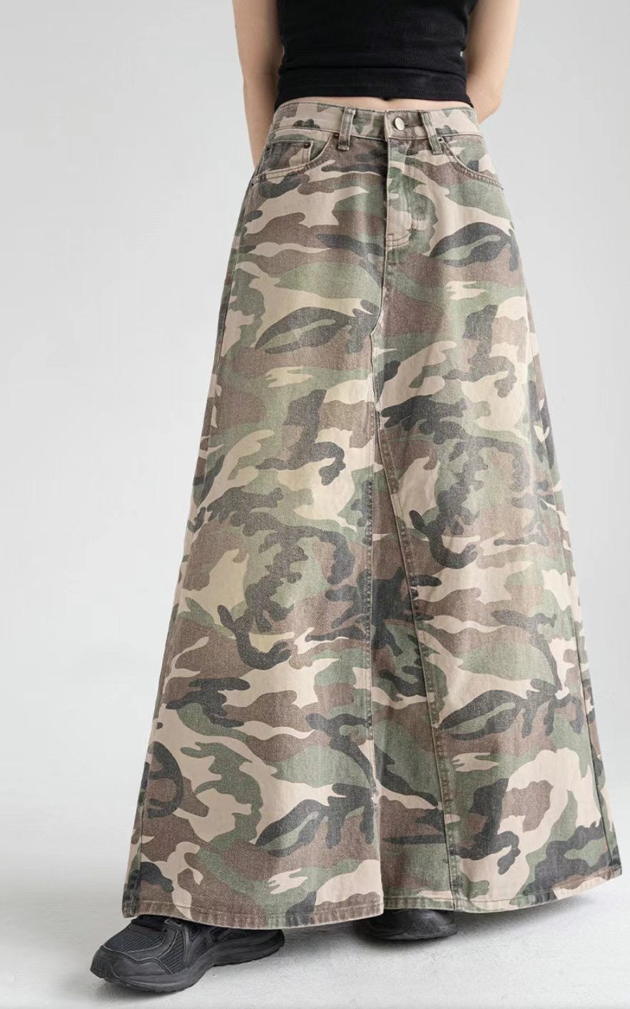 Camouflage Pattern A-line Skirt