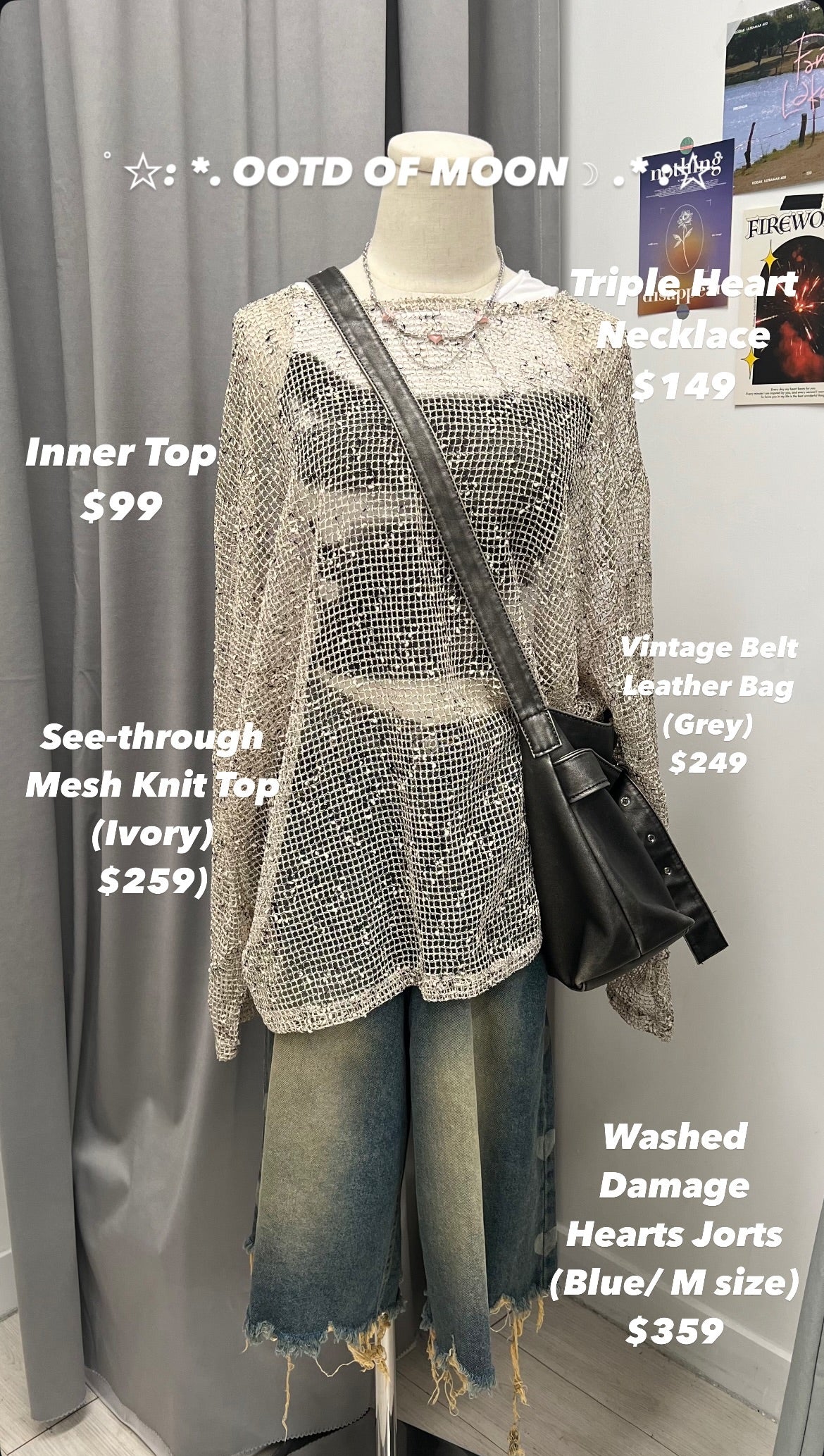 See-through Mesh Knit Top Set