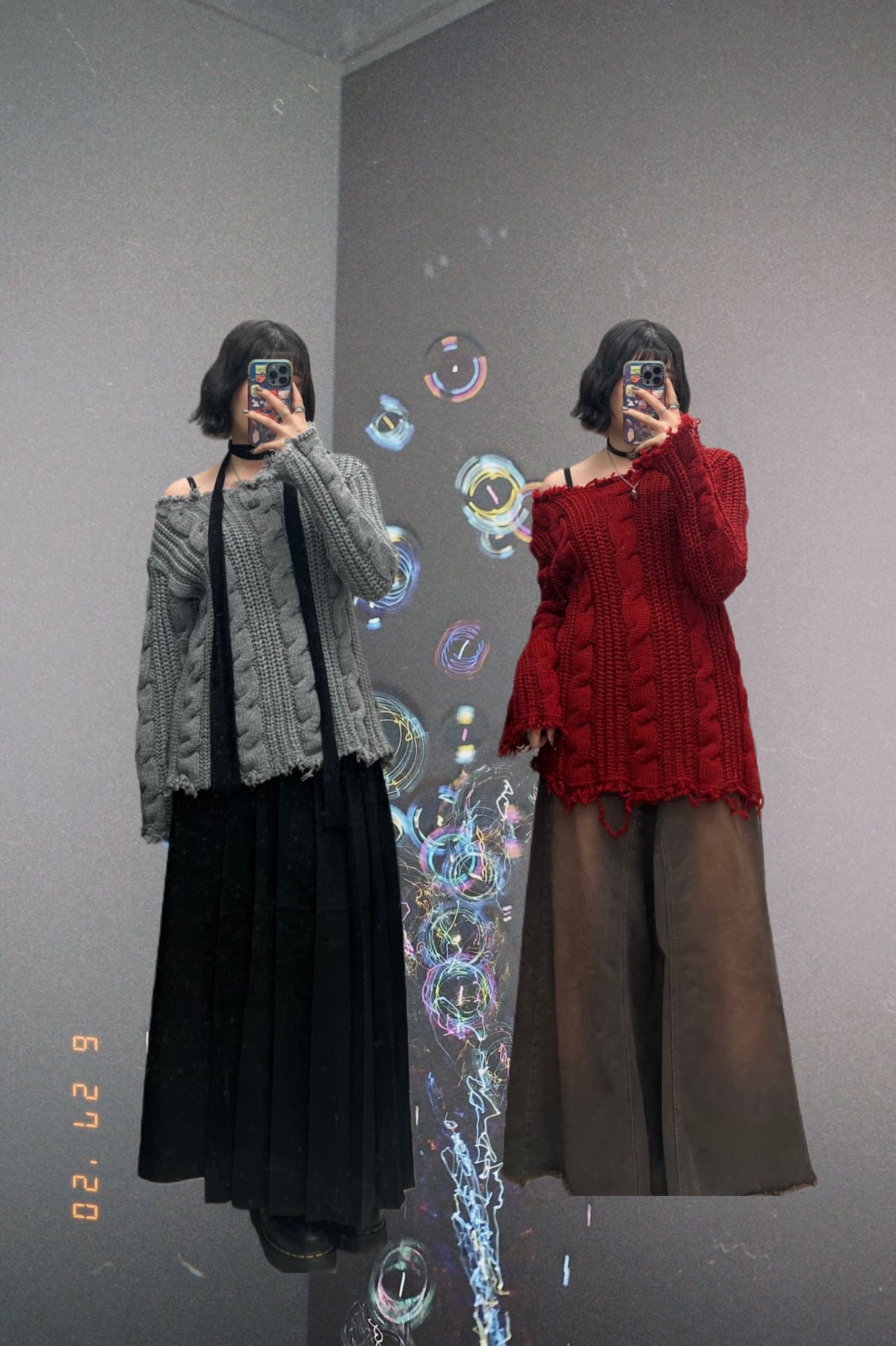 Ripped Off-shoulder Knitwear