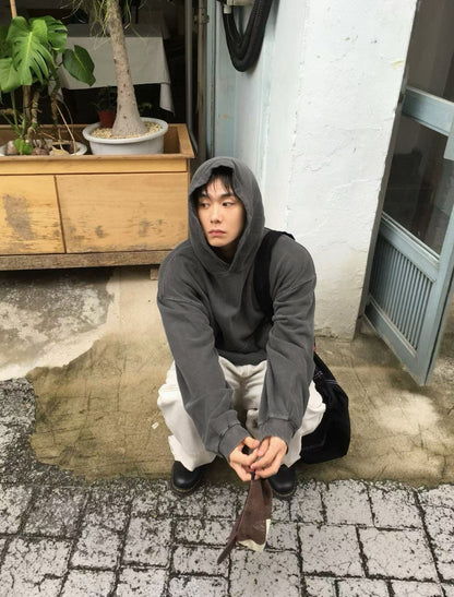 Dying Washed Short-cut Hoodie