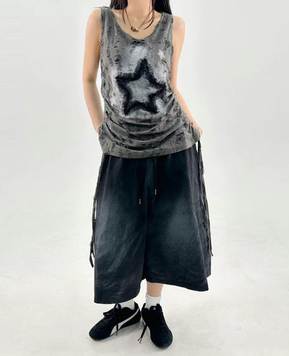 Star Damaged Sleeveless Top