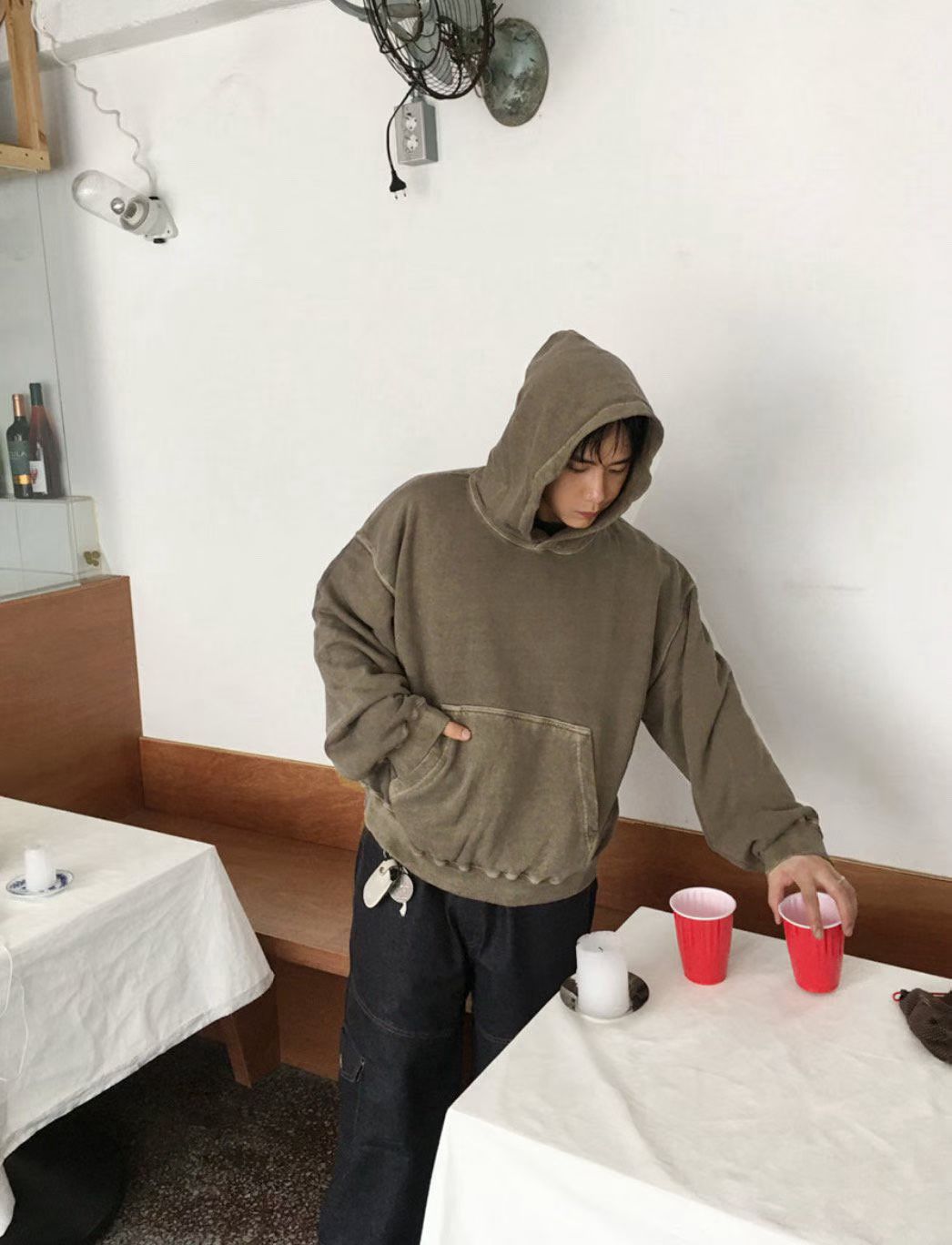 Dying Washed Short-cut Hoodie