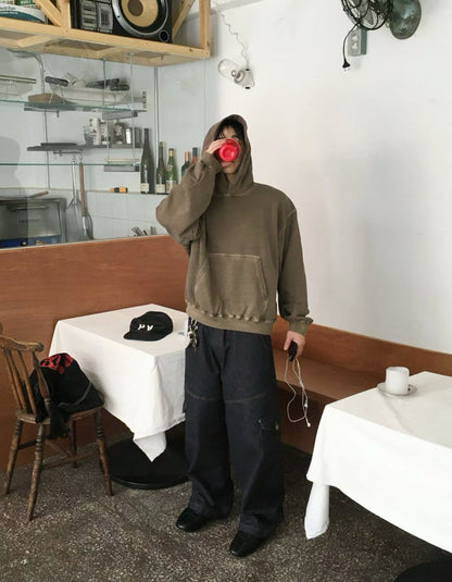 Dying Washed Short-cut Hoodie