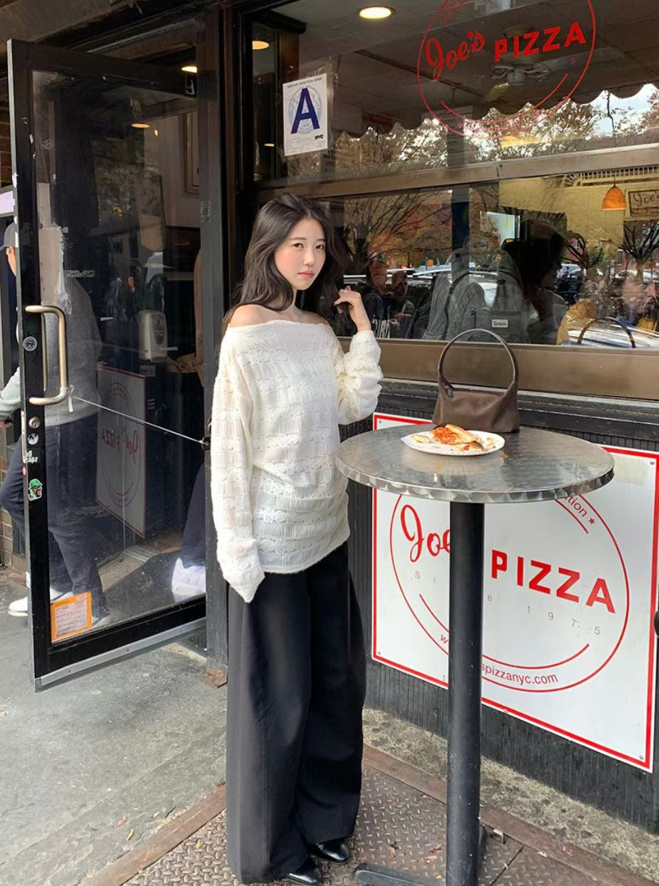 Brushing Off-shoulder Knit Top