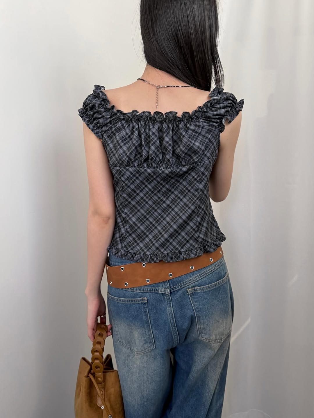 Checkered Ruffle Top