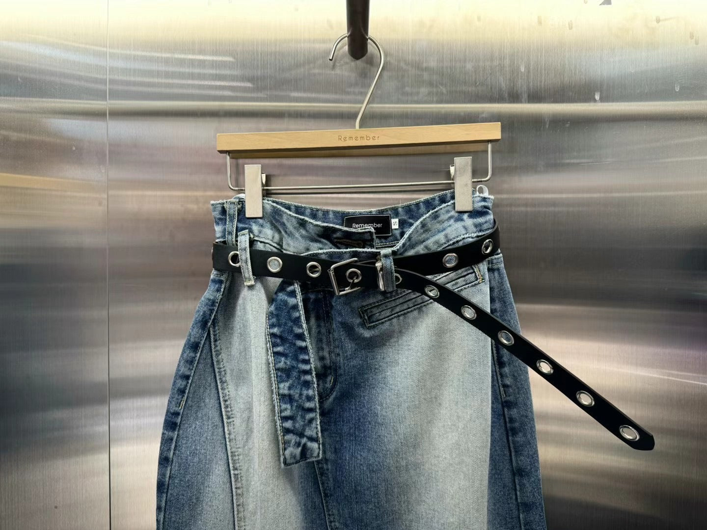 Street Patched Style Denim Skirt