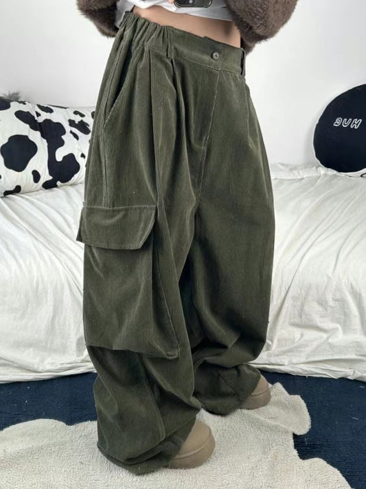 Corduroy Cargo Balloon Pants