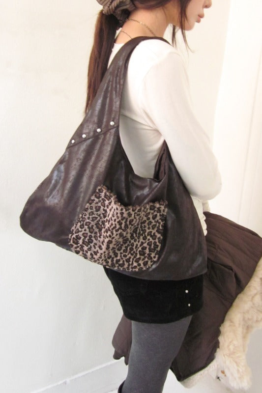Leopard Leather Shoulder Bag