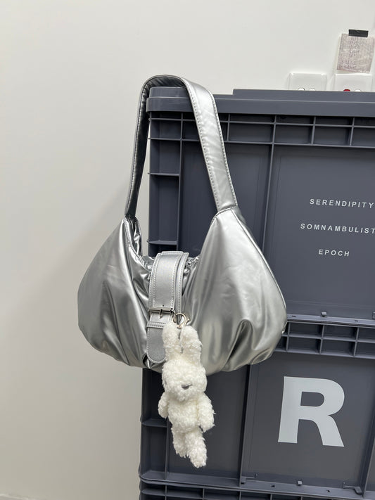 Silver Puff Shoulder Bag