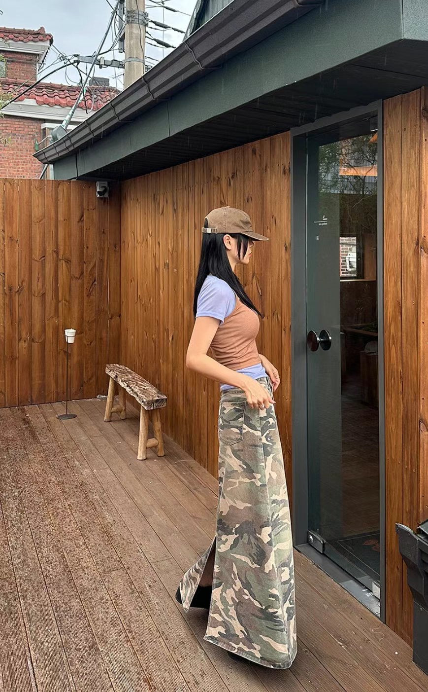 Camouflage Pattern A-line Skirt