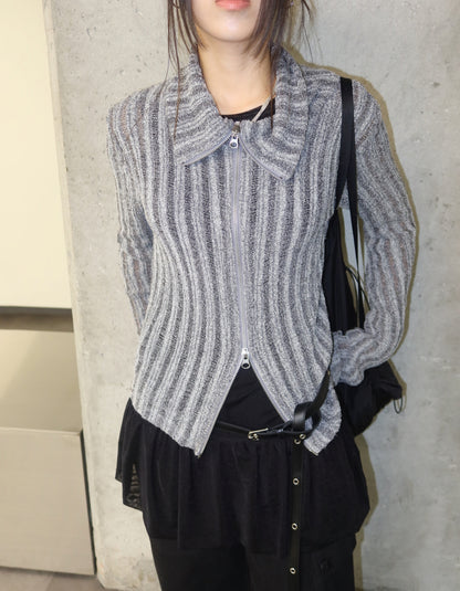 Snow Two-ways Zipper Crop Top