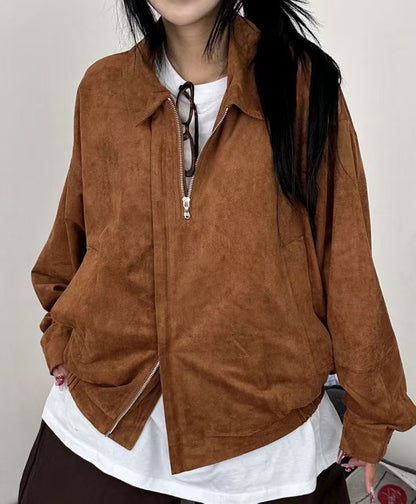 Suede Double Zipper Jacket