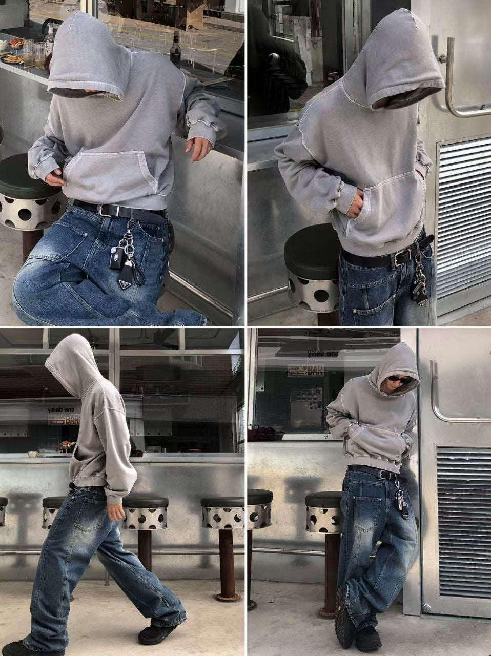 Dying Washed Short-cut Hoodie