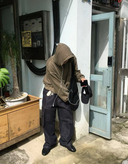 Dying Washed Short-cut Hoodie